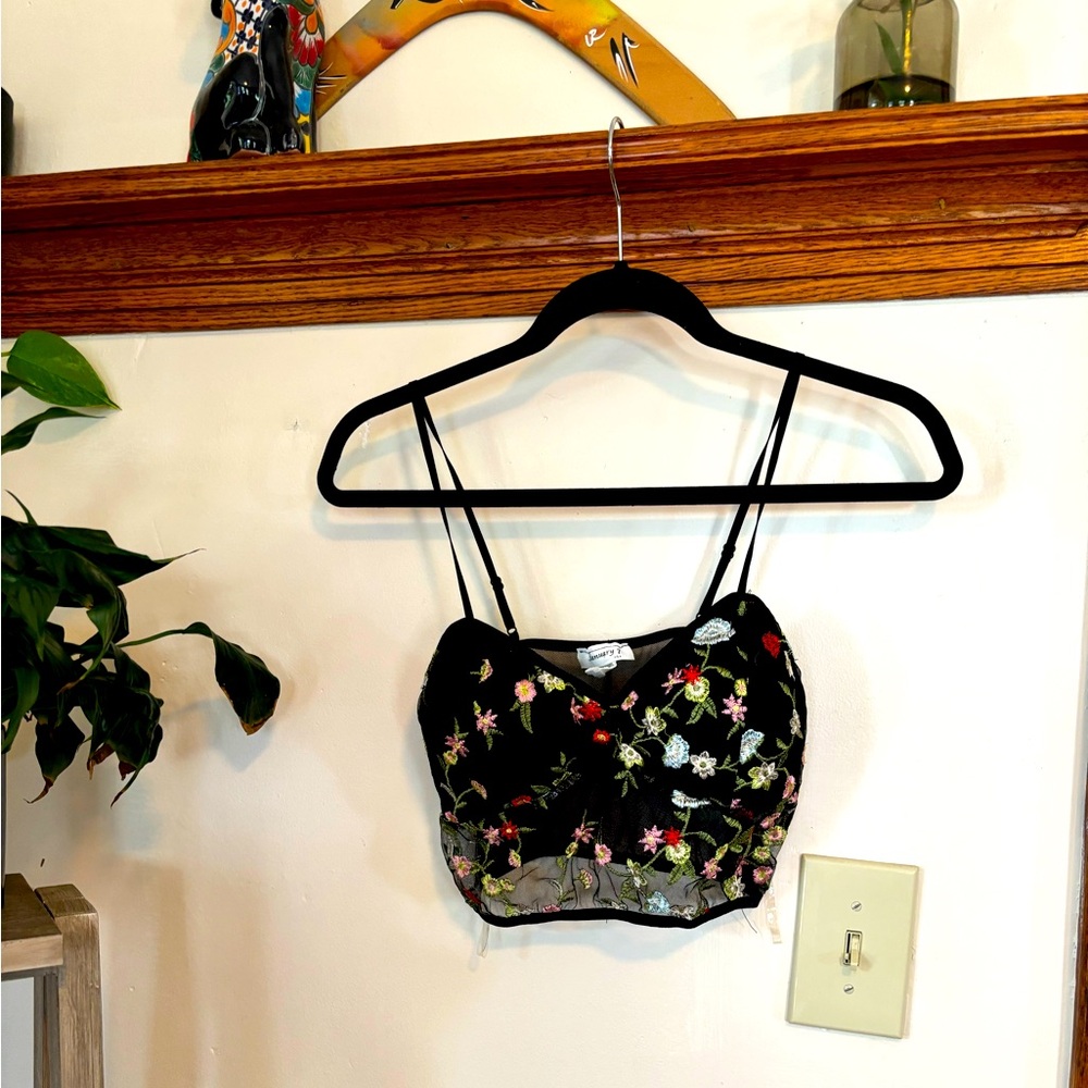 Floral and mesh crop top